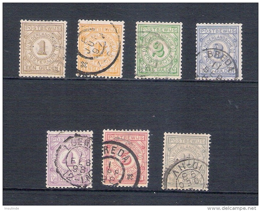 Nederland Postbewijszegels 1 T/m 7 1884, Gestempeld, N° PW 1-7 - Gebruikt