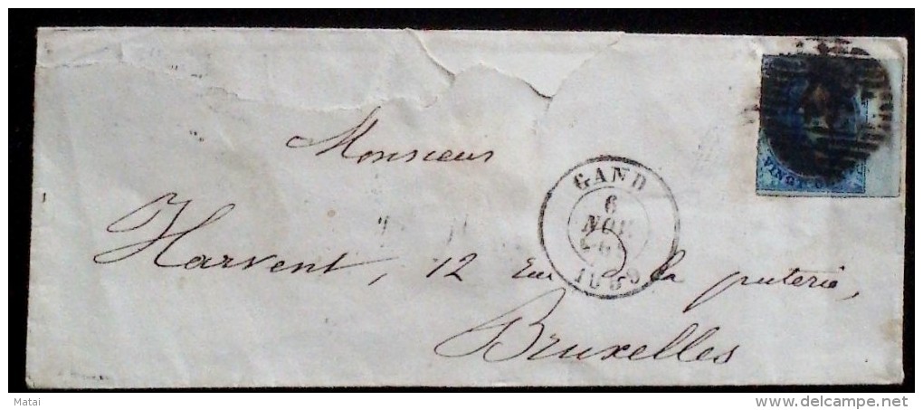 BELGIEN BELGIUM 1859 COVER WITH STAMP....... - 1849-1865 Médaillons (Autres)