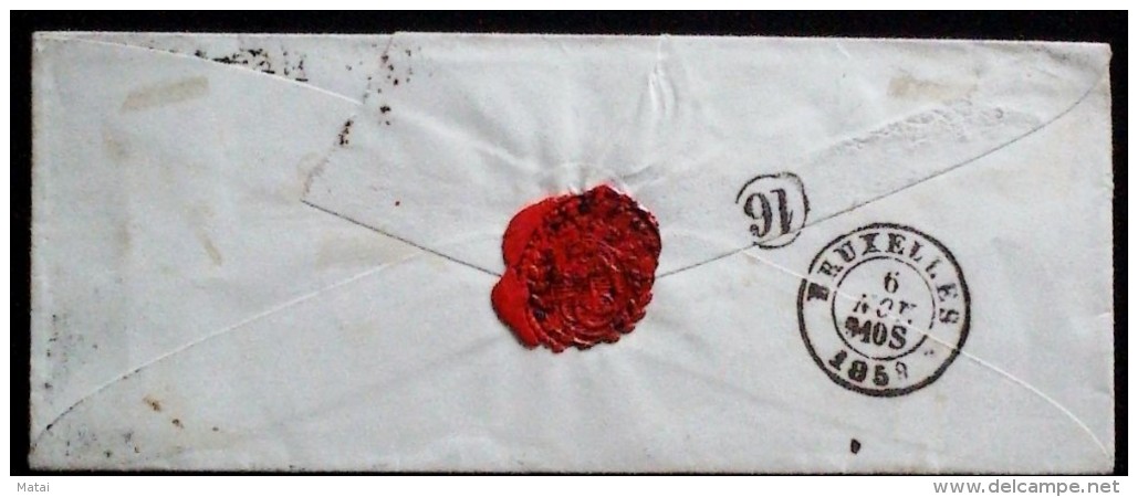 BELGIEN BELGIUM 1859 COVER WITH STAMP....... - 1849-1865 Medaillen (Sonstige)