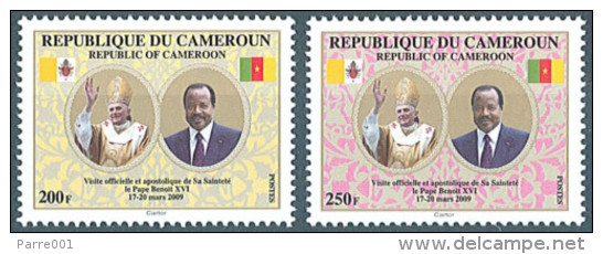 Cameroun Cameroon 2009 Visit Pape Pope Benedict XVI Yv 916/7 Mi 1257/8 Mint Set - Kameroen (1960-...)