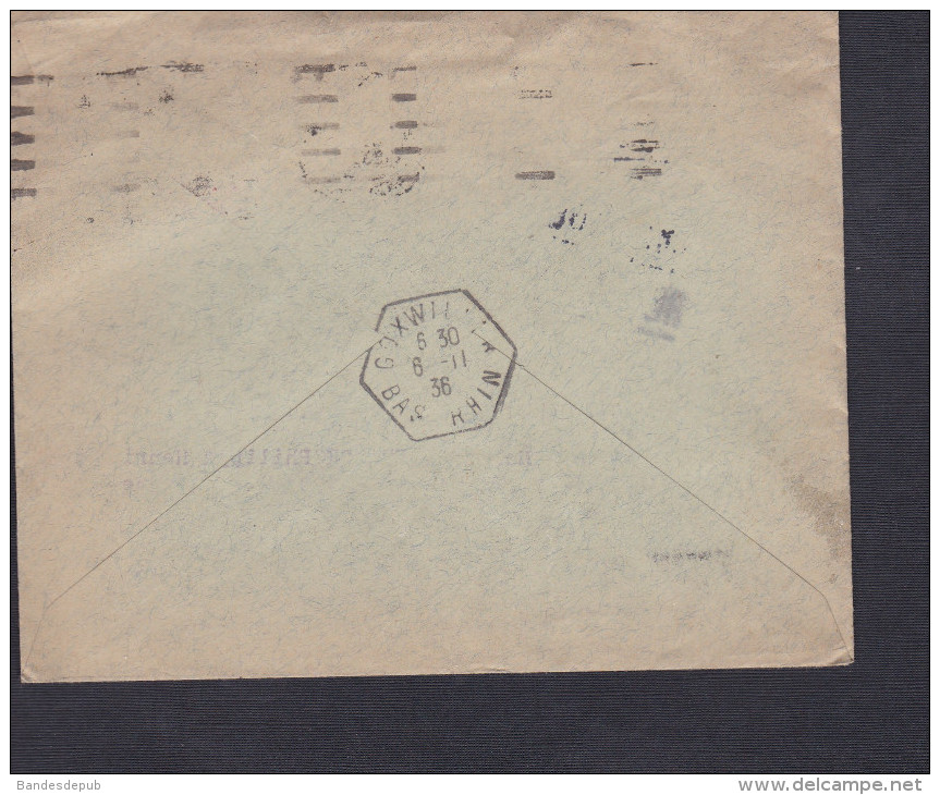 289 Paix 1Fr75 Seul Sur Lettre Recommande De Societe Pechelbronn Mines Strasbourg Principal  Vers Goxwiller - 1921-1960: Modern Period