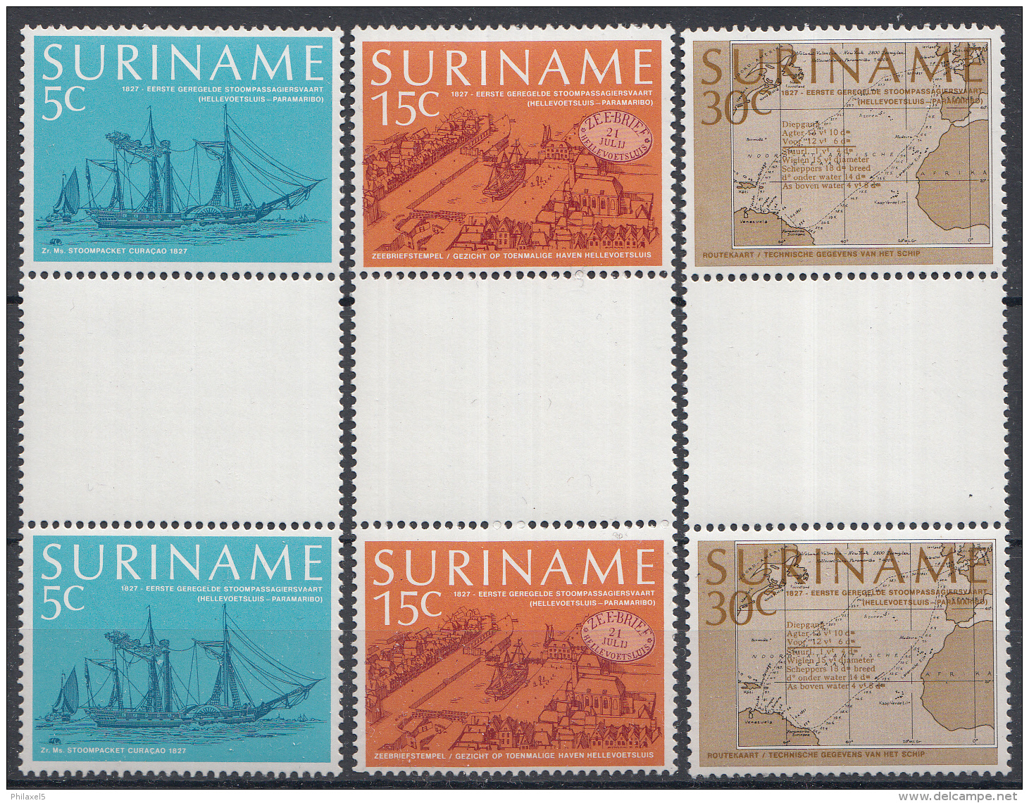 Rep. Suriname - Eerste Regelmatige Stoombootpassagiersvaartverbinding Tussen Nederland En Suriname - BRUGPAREN Z91-96 - Suriname