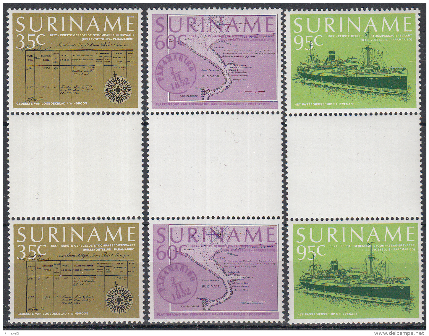 Rep. Suriname - Eerste Regelmatige Stoombootpassagiersvaartverbinding Tussen Nederland En Suriname - BRUGPAREN Z91-96 - Suriname