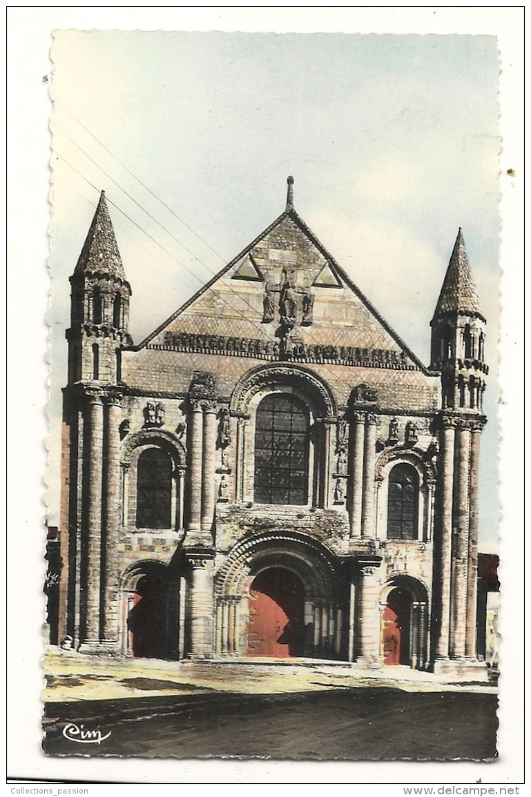 Cp, 79, St-Jouin-de-Marnes, Façade De L'Eglise Abbatiale - Saint Jouin De Marnes