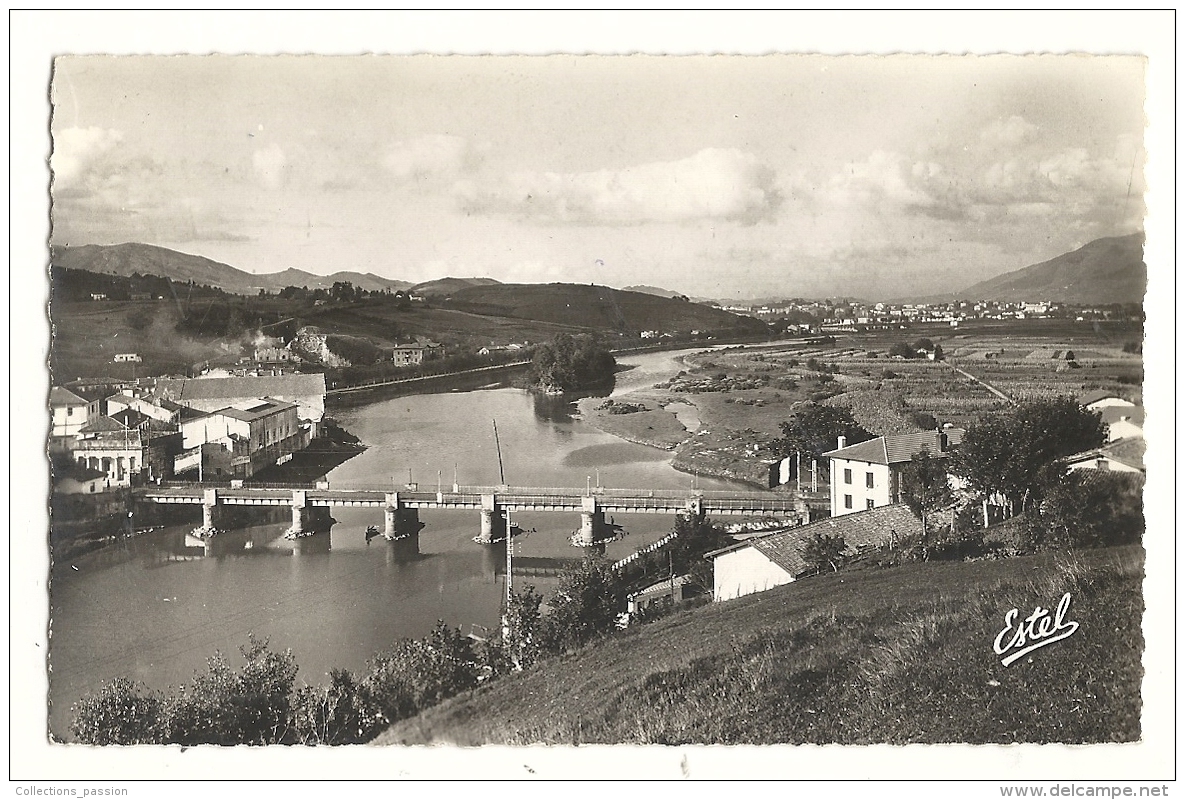 Cp, 64, Behobie, La Bisassoa, Le Pont International Et L'Ile Des Faisans, Au Loin, Irun (Espagne) - Béhobie