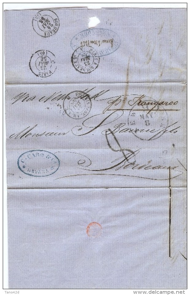 LBL37FR -  ETATS UNIS D'AMÉRIQUE  LETTRE NEW YORK / BORDEAUX - …-1845 Prephilately