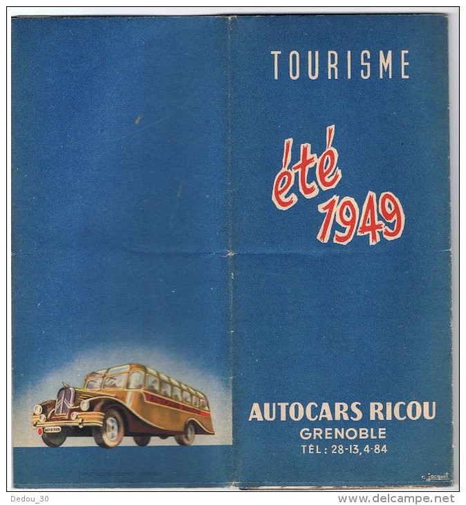 Ancien Dépliant Publicitaire Autocars Ricou Grenoble - Camion Citroen - 1949 - Complet En Très Bon état - Rare - Autres & Non Classés