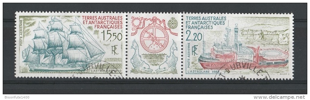 T.A.A.F. 1990 - Poste Aérienne - Timbres Yvert & Tellier N° 112 Et 113 Avec Vignette Centrale Se Tenant - Poste Aérienne