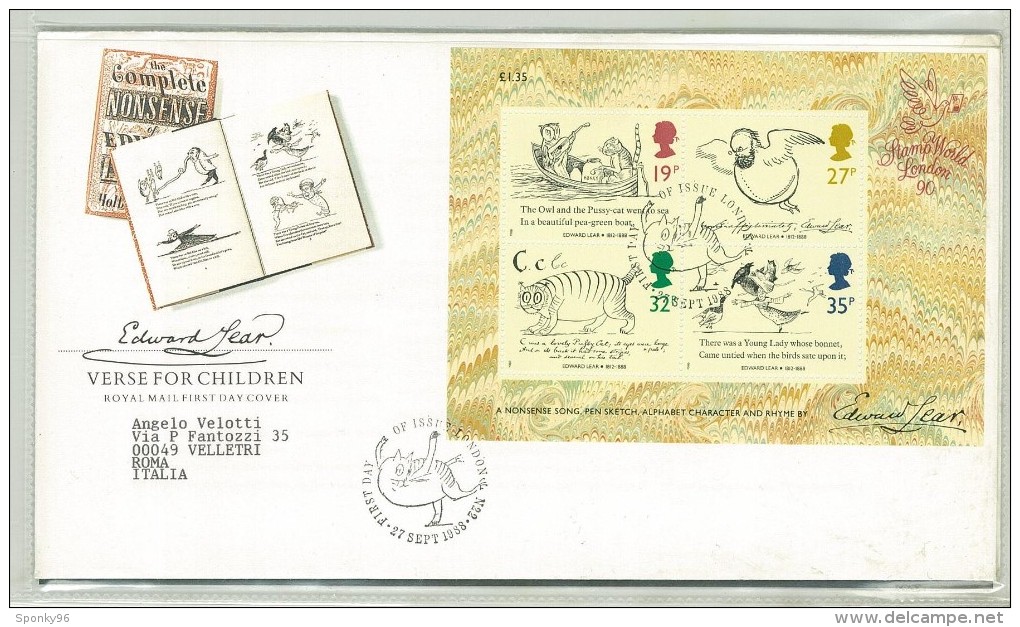 FDC GRAN BRETAGNA - GREAT BRITAIN - ANNO 1988 -  THE COMPLETE NONSENSE - EDWARD LEAR - VERSE FOR CHILDREN - - 1981-1990 Decimal Issues