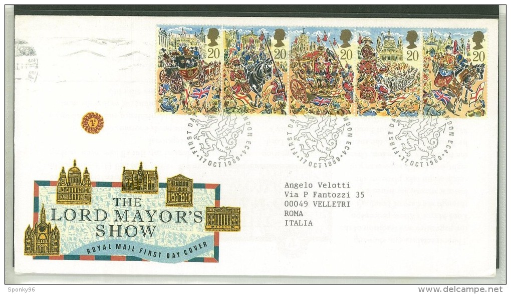 FDC GRAN BRETAGNA - GREAT BRITAIN - ANNO 1989 -  ROYAL MAIL - THE LORD MAYOR'S SHOW - LONDON - PER VELLETRI - ITALIA - - 1981-1990 Decimal Issues