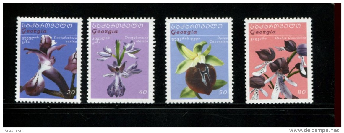 GEORGIE MINT NEVER HINGED POSTFRISCH EINWANDFREI NEUF SANS CHARNIERE YVERT 384 385 386 387 FLORA ORCHIDS - Géorgie