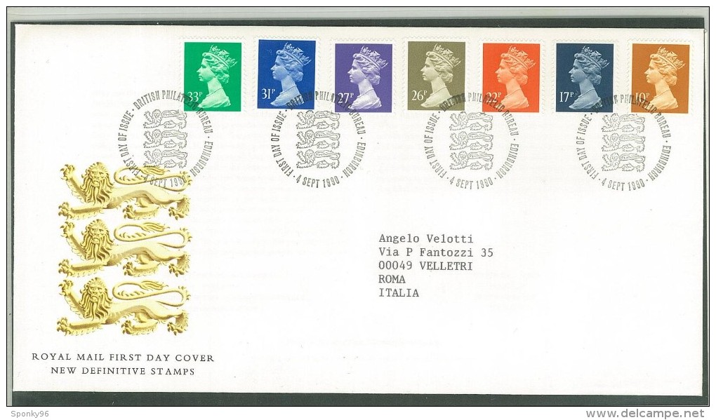 FDC GRAN BRETAGNA - GREAT BRITAIN - ANNO 1990 - ROYAL MAIL - BRITISH PILATELIC BUREAU - NEW DEFINITIVE STAMPS- EDINBURGH - 1981-1990 Decimal Issues