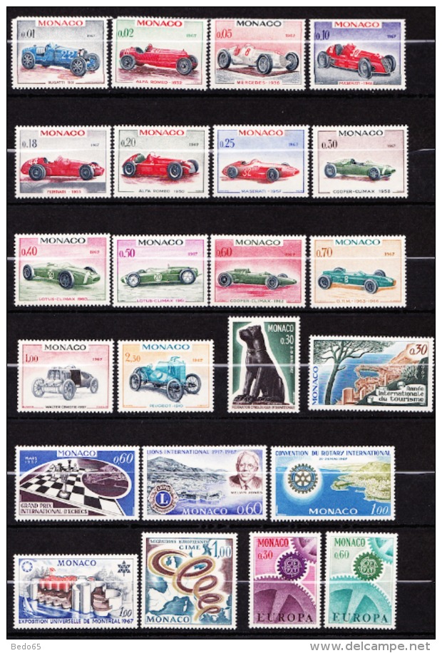 MONACO ANNEE COMPLETTE 1967 DU N° 708 AU N° 735 NEUF**LUXE - Années Complètes