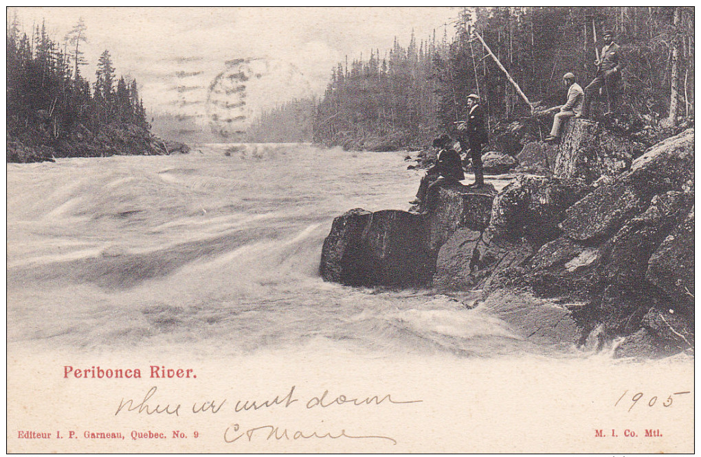 QUEBEC, Canada, PU-1905; Peribonca River, Men Fishing - Autres & Non Classés