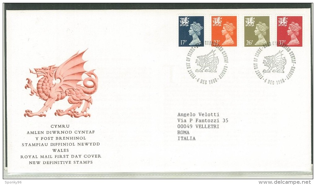 FDC WALES - GALLES- ANNO 1990 - ROYAL MAIL - CYMRU AMLEN DIWRNOD CYNTAF - CARDIF - - 1981-1990 Decimal Issues