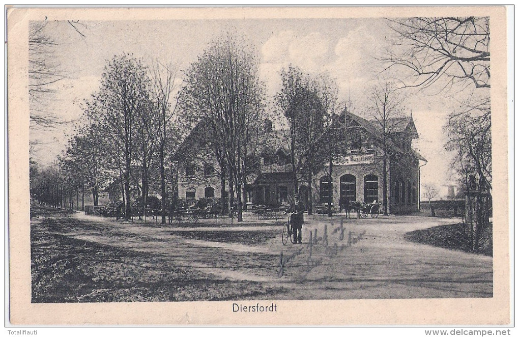 DIERSFORDT Wesel Gastwirtschaft Gartenlokal Einspänner Kutsche Radfahrer 15.8.1925 Gelaufen - Wesel