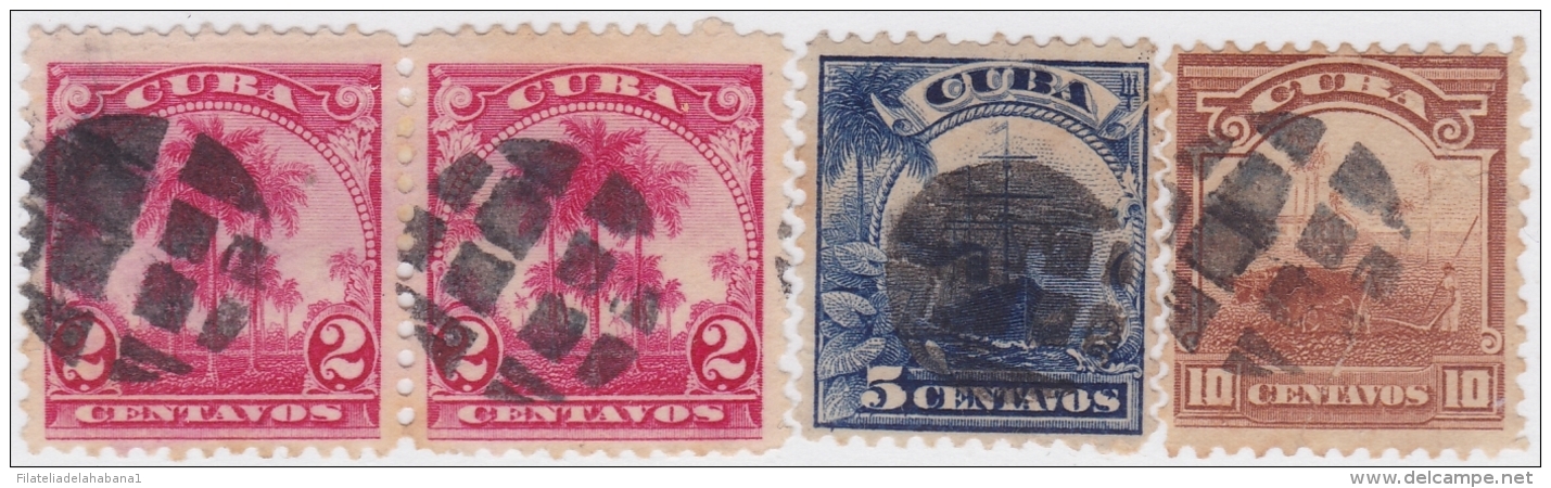 1899-217 CUBA. US OCCUPATION. 1899. Ed.31,33-34. 2-10c. FANCY CANCEL LOT. - Usados