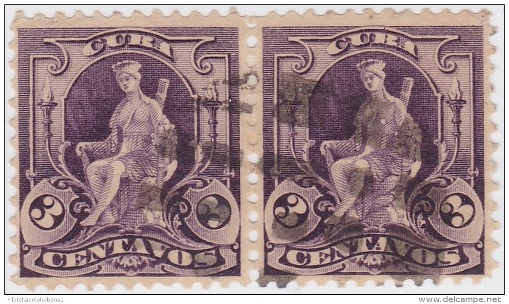 1899-226 CUBA. US OCCUPATION. 1899. Ed.32. 3c. INDIA SOURCE FANCY CANCEL PAIR. - Usados