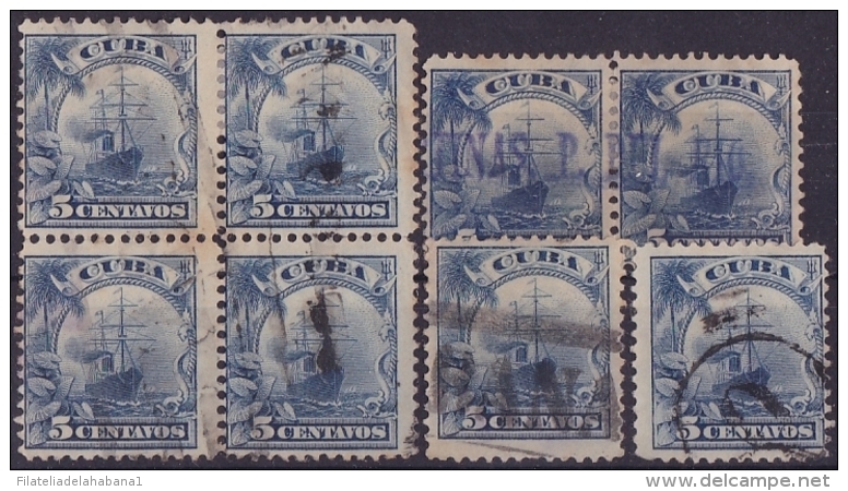 1899-231 CUBA. US OCCUPATION. 1899. Ed.33. 5c. SHIP FANCY CANCEL LOT - Usados