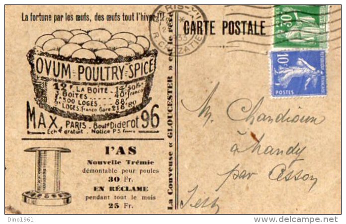 TB 983 - Carte Postale Publicitaire La Couveuse Gloucester  MAX PARIS XII Pour NANDY Par CESSON - Otros & Sin Clasificación