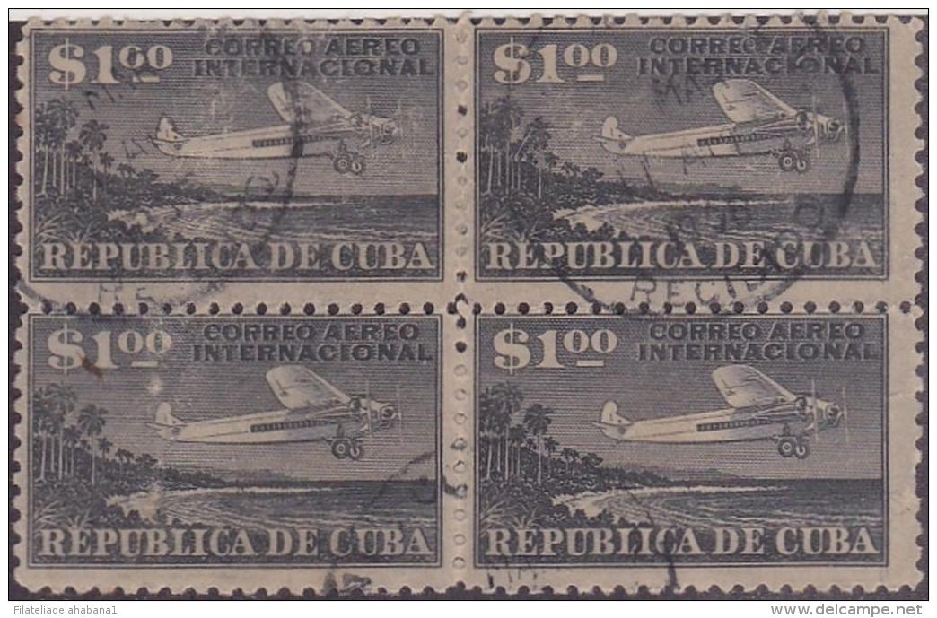 1930-20 CUBA. REPUBLICA. 1930. Ed.262. 1$. AVION USED BLOCK 4. - Gebruikt