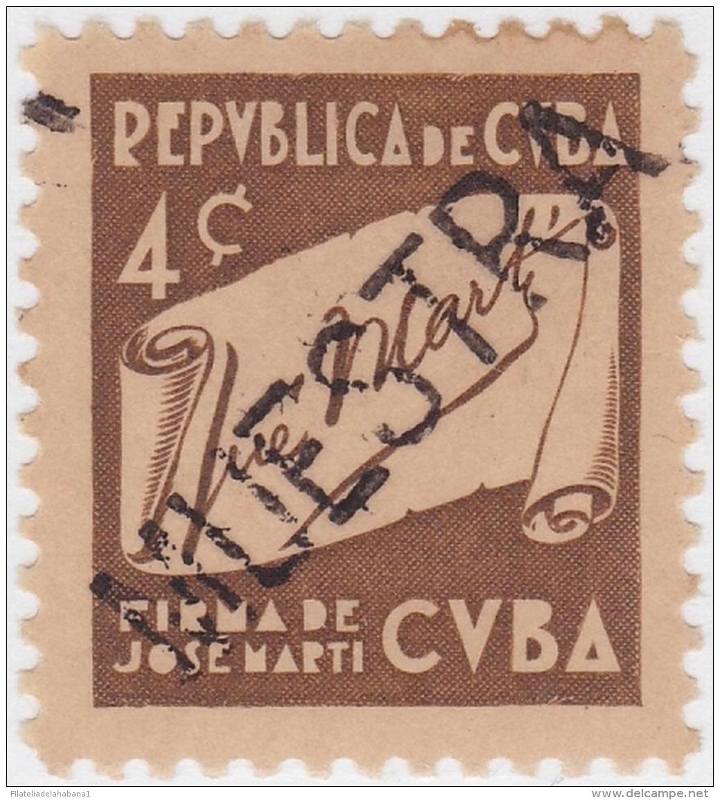 1937-228 CUBA. REPUBLICA. 1937. Ed.312. ESCRITORES Y ARTISTAS. 4c CUBA. MUESTRA PROOF. GOMA MANCHAS. - Gebruikt
