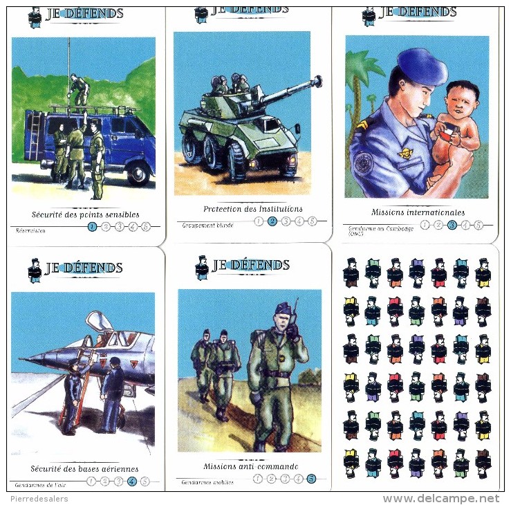 Militaria - Gendarmerie - 5 Cartes D'un Jeu Des 7 Familles - Défense : Bases PS ONU Institutions Etc - Gendarme - Police & Gendarmerie