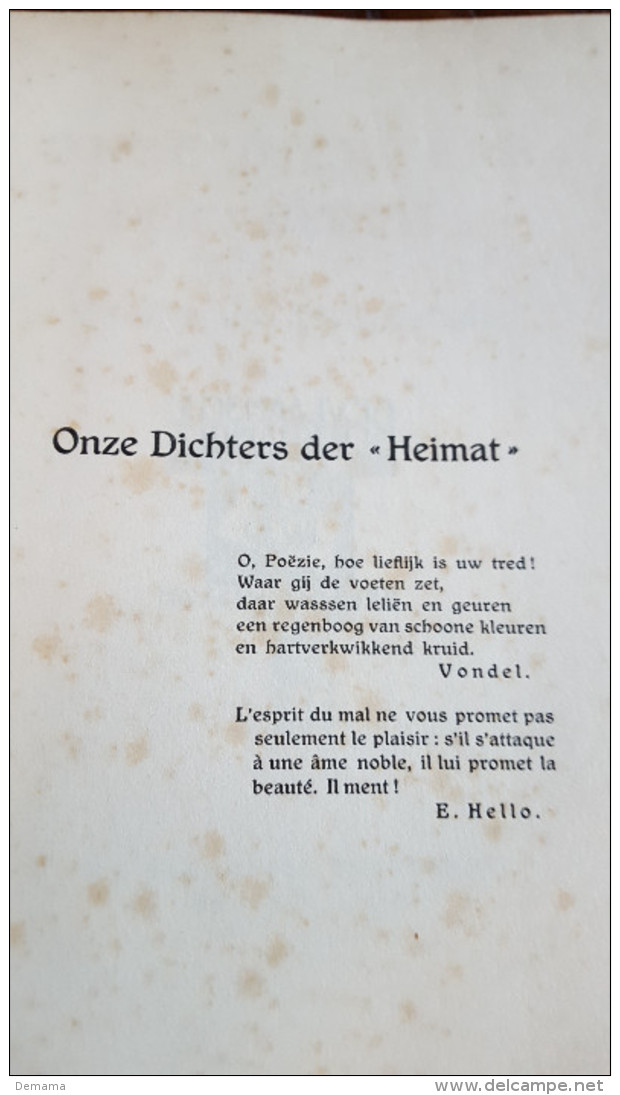 Onze Dichters Der Heimat, Proeve Van Dichterstudie Door Aran Burfs, Frank Baur, 1909 - Poésie