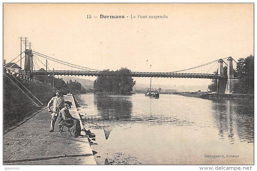 MARNE  51  DORMANS  LE PONT SUSPENDU  PECHEUR - Dormans