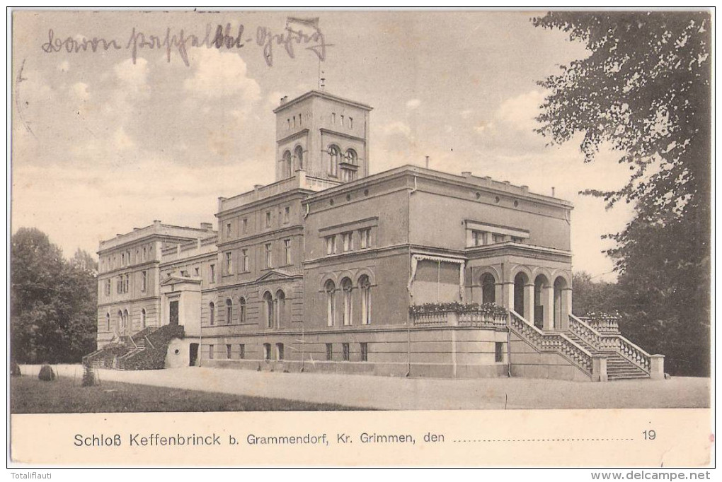Schloß KEFFENBRINCK B Grammendorf Kr Grimmen Autograf Adel Besitzer 2.1.1913 Gelaufen - Grimmen