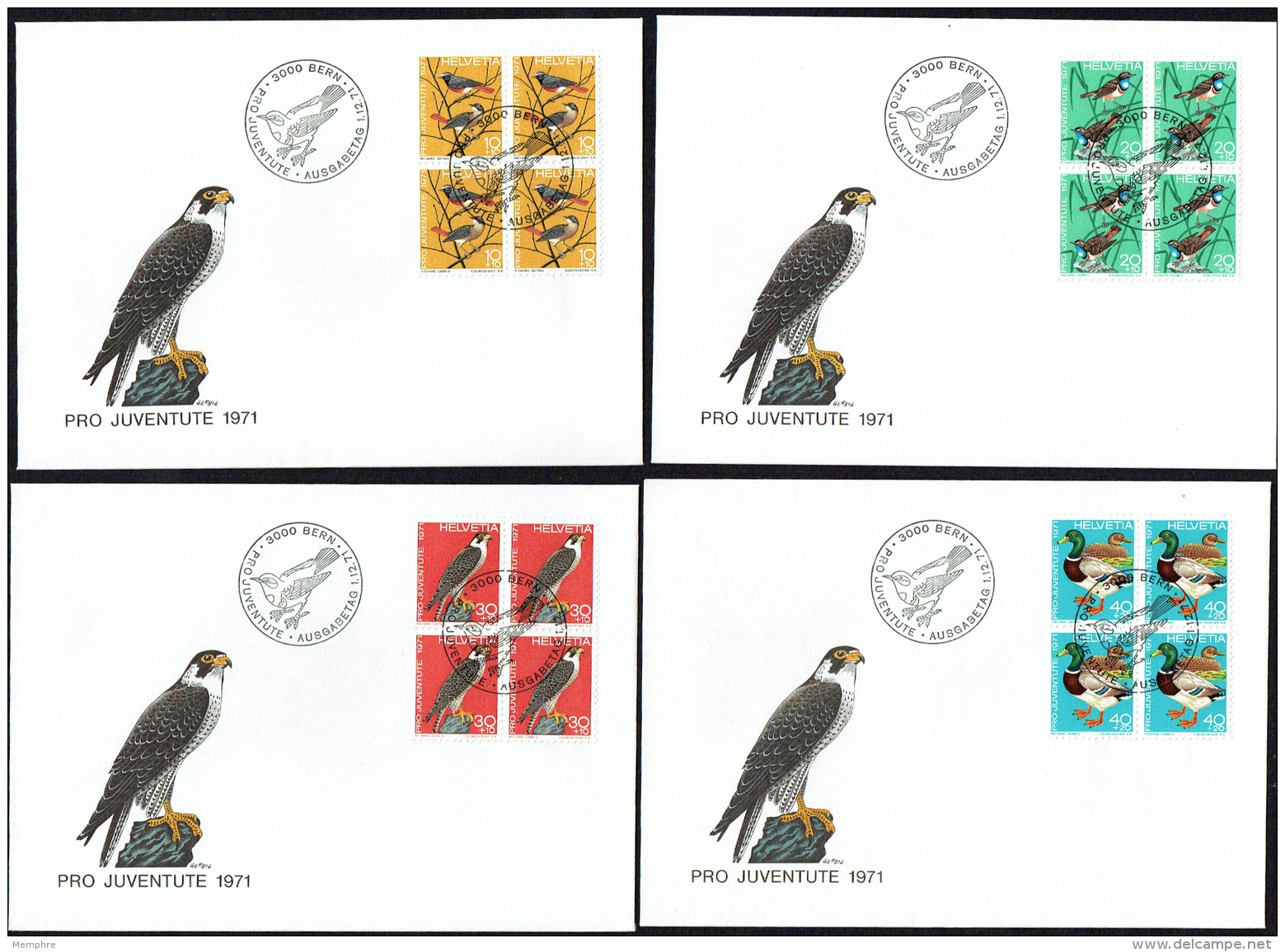 1971    Pro Juventute Série Complète En Blocs De 4 Sur FDC  Mi  960-3 - FDC