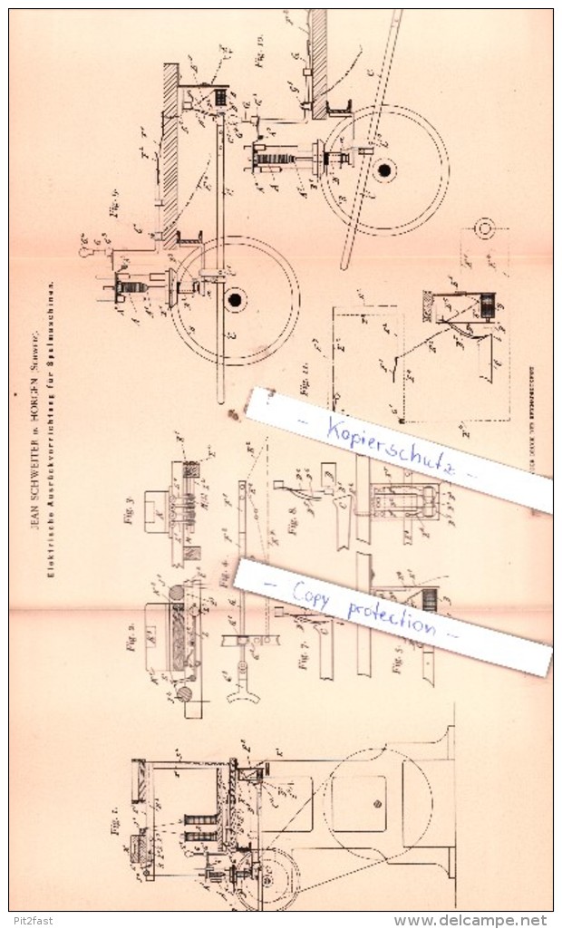 Original Patent  - Jean Schweiter In Horgen , Schweiz , 1898 , Spinnerei !!! - Documents Historiques