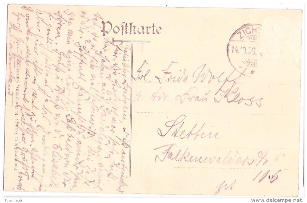 Gruß Aus ZICHTAU Gardelegen Gutshaus Altmark Schweiz Rinderherde Mit Hirte 14.10.1908 Gelaufen - Gardelegen