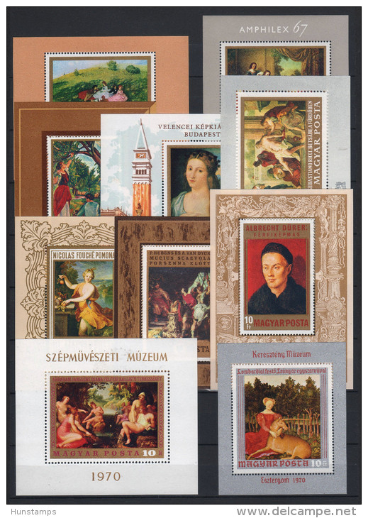 Hungary 1966-1977. Beautiful Paintings Collection With Betters, 10 Complete Sheets MNH (**) - Sammlungen