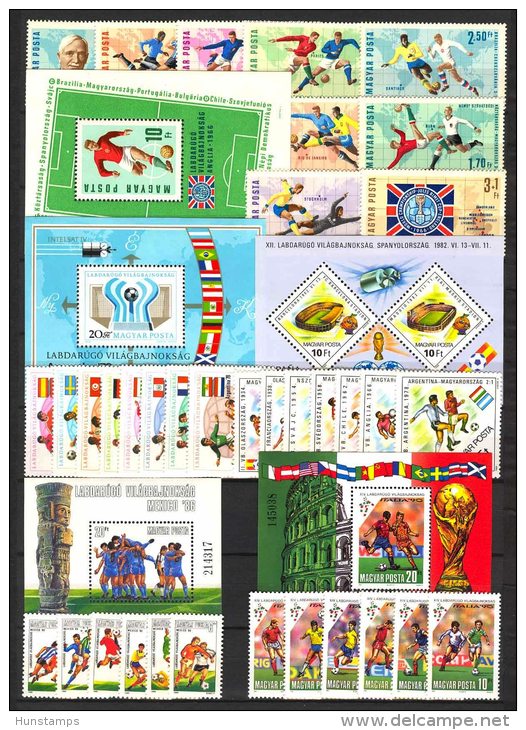 Hungary 1966-1990. Football Stamp Collection With Betters, 5 Complete Sets With 5 Sheets MNH (**) - Sammlungen