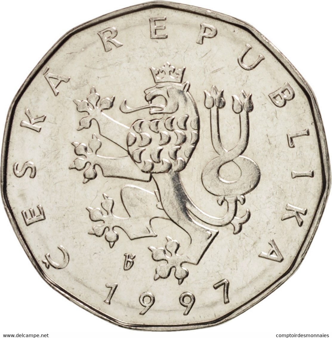 Monnaie, République Tchèque, 2 Koruny, 1997, SUP+, Nickel Plated Steel, KM:9 - Tschechische Rep.