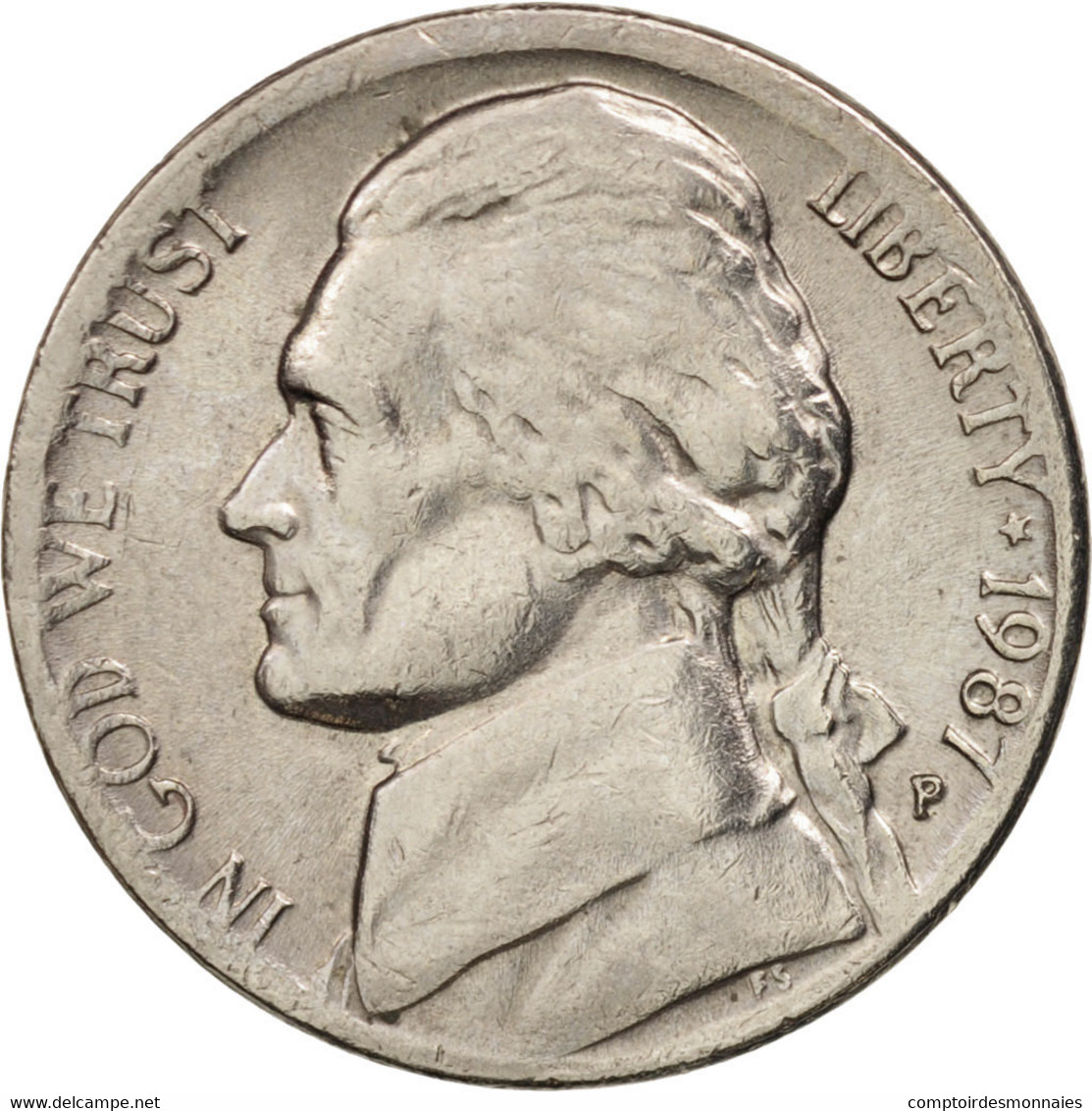 Monnaie, États-Unis, Jefferson Nickel, 5 Cents, 1987, U.S. Mint, Philadelphie - 1938-…: Jefferson