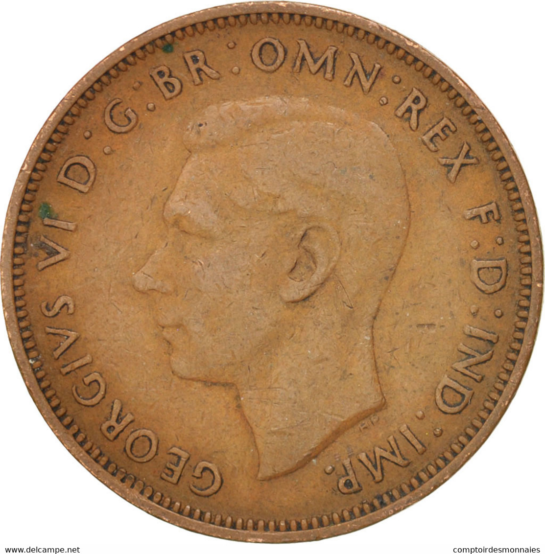 Monnaie, Grande-Bretagne, George VI, 1/2 Penny, 1943, TB, Bronze, KM:844 - C. 1/2 Penny