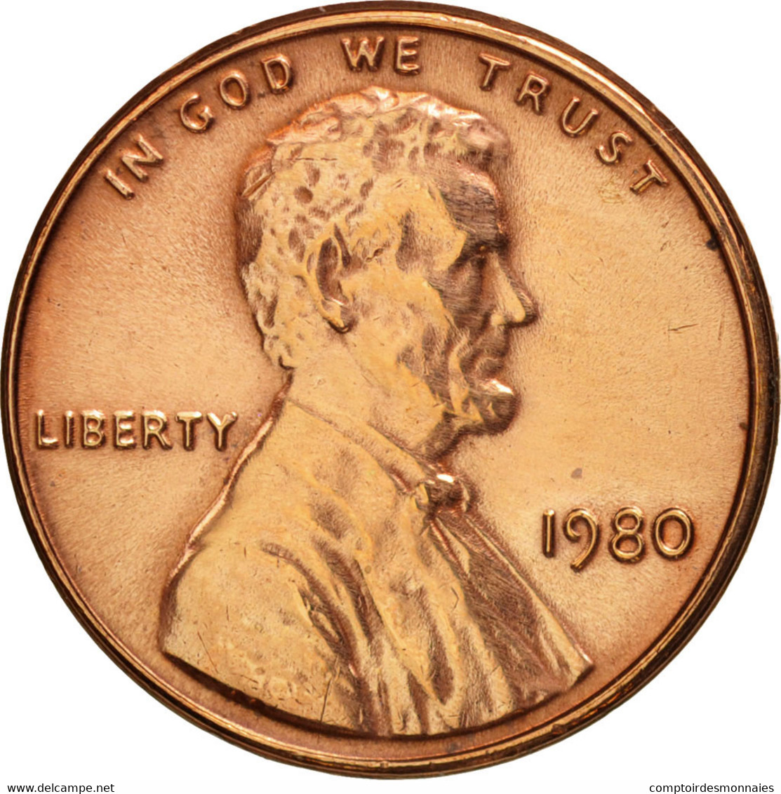 Monnaie, États-Unis, Lincoln Cent, Cent, 1980, U.S. Mint, Philadelphie, TTB+ - 1959-…: Lincoln, Memorial Reverse