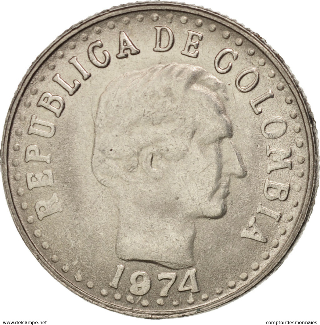 Monnaie, Colombie, 10 Centavos, 1974, SUP, Nickel Clad Steel, KM:253 - Kolumbien