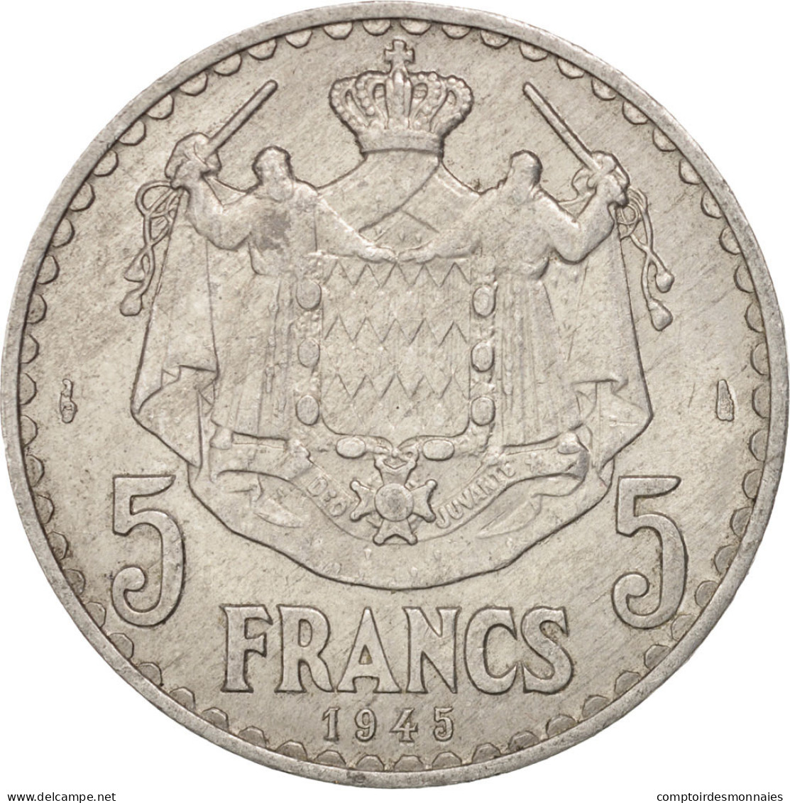 Monnaie, Monaco, Louis II, 5 Francs, 1945, TTB, Aluminium, KM:122, Gadoury:MC135 - 1922-1949 Louis II