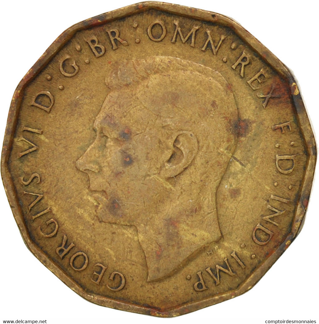 Monnaie, Grande-Bretagne, George VI, 3 Pence, 1942, TB+, Nickel-brass, KM:849 - F. 3 Pence