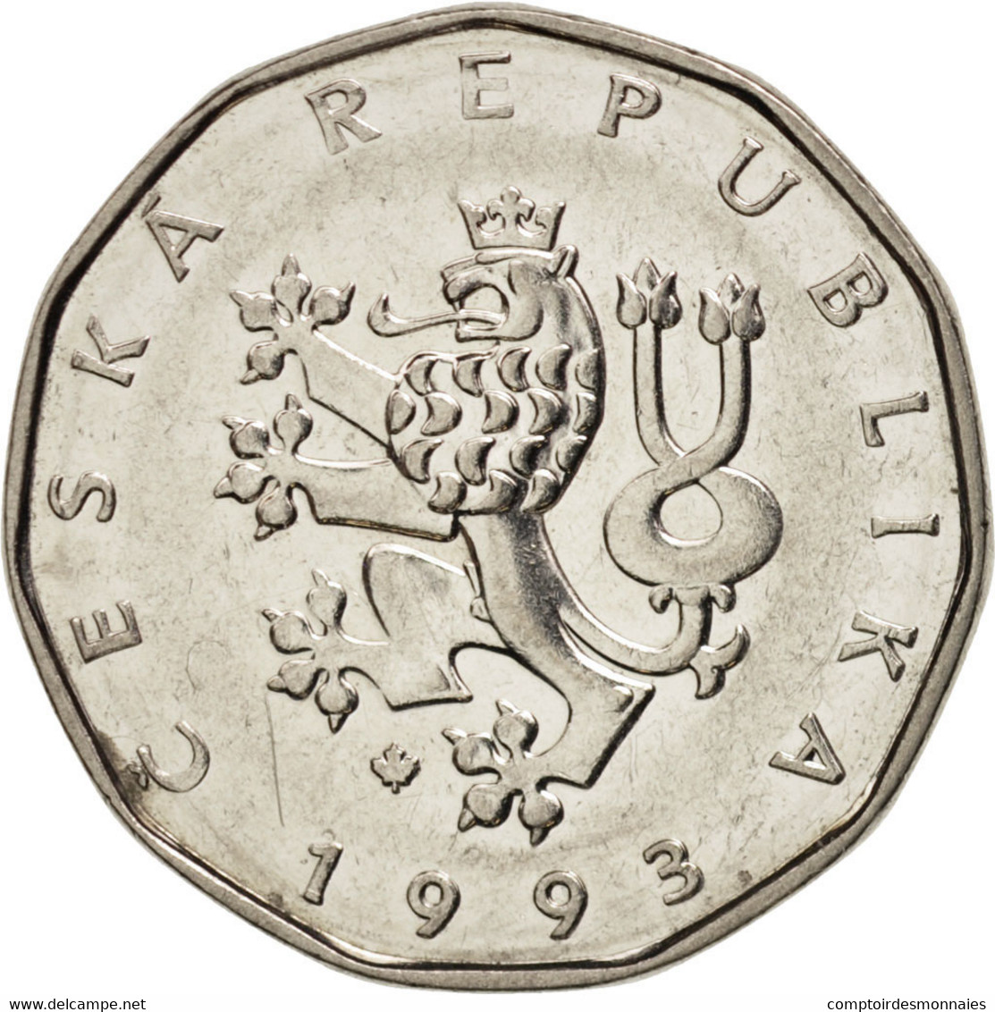 Monnaie, République Tchèque, 2 Koruny, 1993, SUP, Nickel Plated Steel, KM:9 - Czech Republic