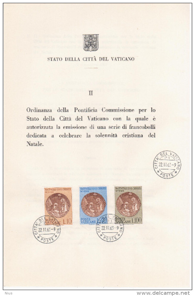 Vatican Vaticane Vaticano 1963 First Day Sheet - Libretti