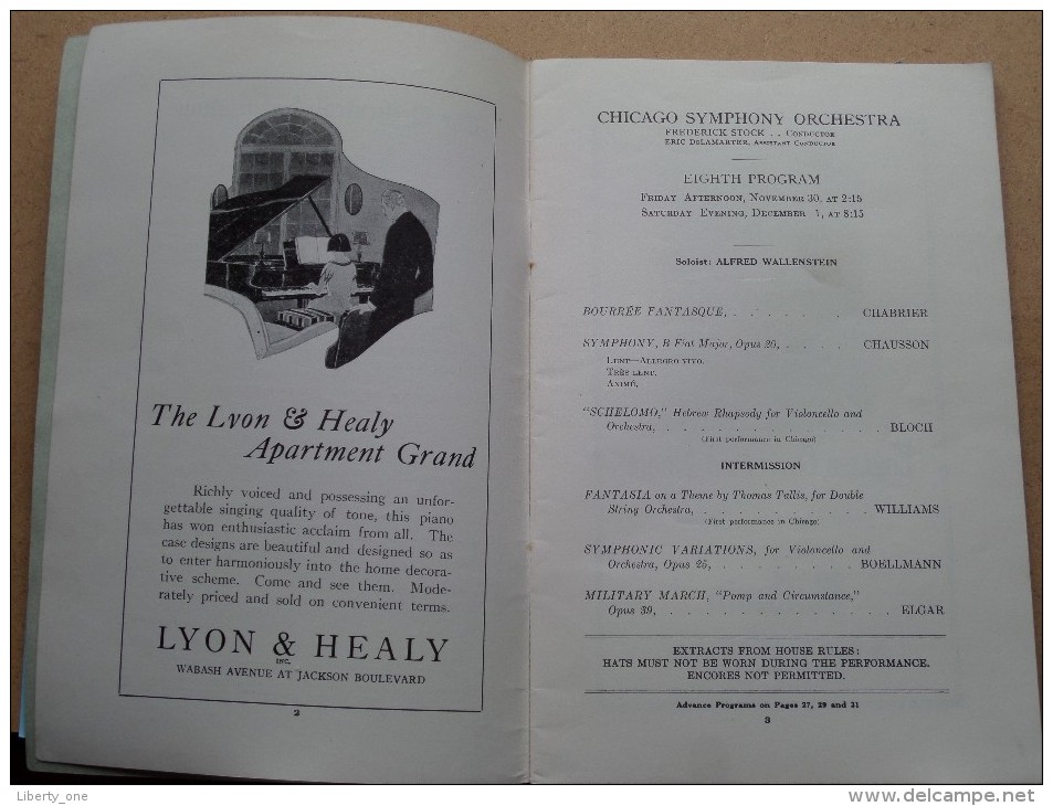 CHICAGO SYMPHONY ORCHESTRA Eight Program Nov 30 & Dec 1 ( Thirty-Third Season ) 1923-1924 !! - Programma's