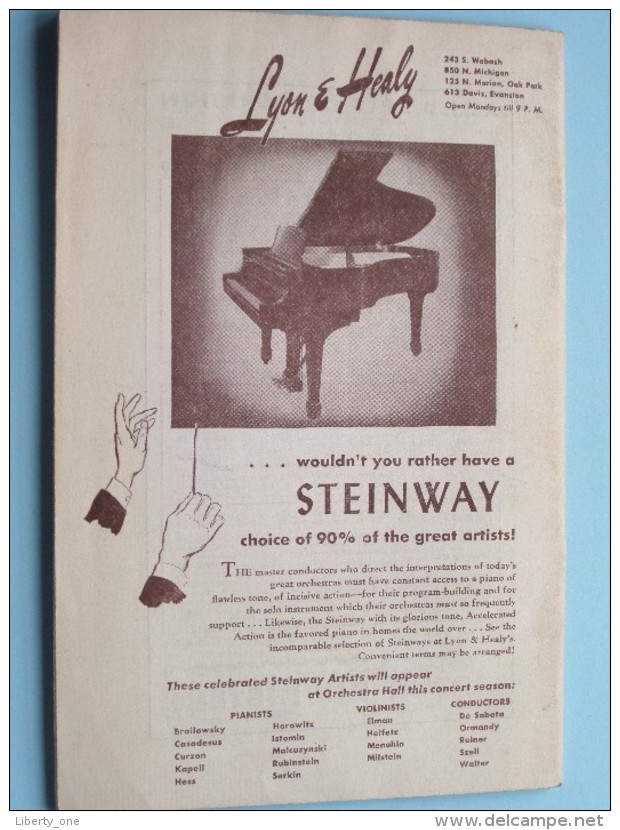 CHICAGO SYMPHONY ORCHESTRA First Program Oct 6 & 7 ( Fifty-Ninth Season ) 1949 !! - Programma's