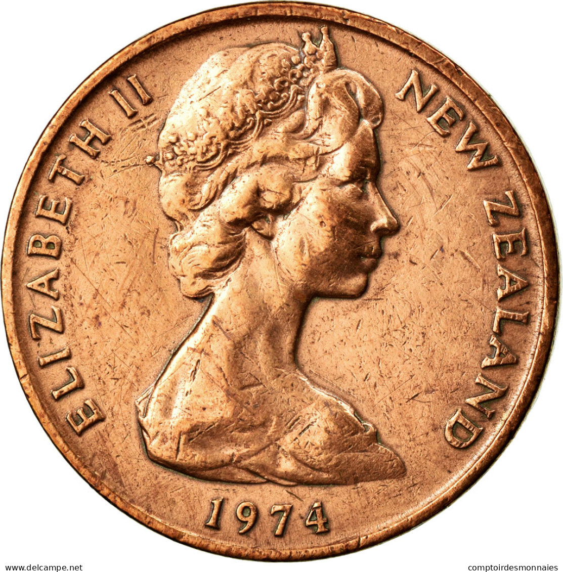 Monnaie, Nouvelle-Zélande, Elizabeth II, 2 Cents, 1974, TTB+, Bronze, KM:32.1 - Nouvelle-Zélande