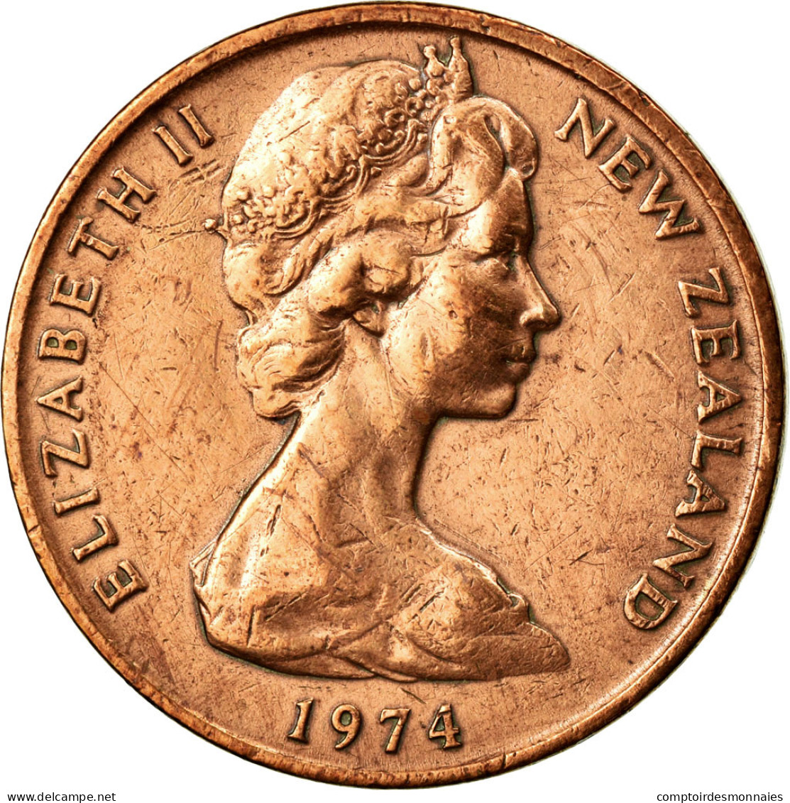 Monnaie, Nouvelle-Zélande, Elizabeth II, 2 Cents, 1974, TTB+, Bronze, KM:32.1 - New Zealand