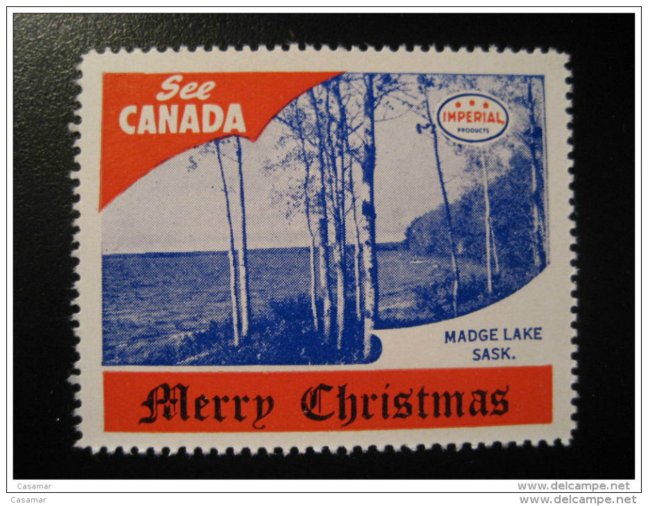 Madge Lake Sask Toronto IMPERIAL Oil Touring Road Map Poster Stamp Label Vignette Viñeta CANADA Christmas - Vignette Locali E Private