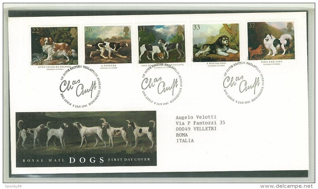 FDC SCOZIA - SCOTLAND - ANNO 1991 - ROYAL MAIL - DOGS - EDINBURGH - PER  ROMA - - 1981-90 Ediciones Decimales